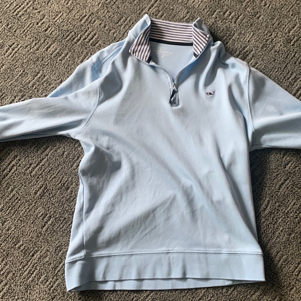 Vineyard Vines Mens Medium 1/4 Zip Light Blue